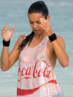 adriana lima tits wet shirt - celeb topless