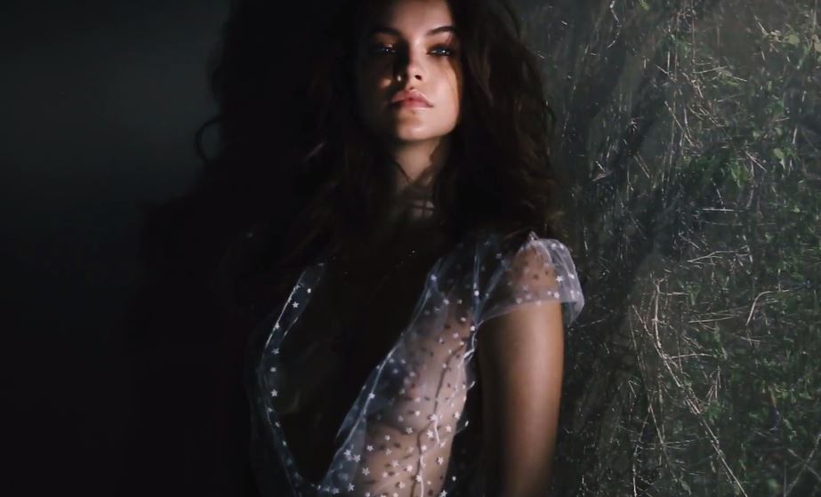 Hot brunette Barbara Palvin looks amazing sexy in transparent sheer top. Nipples and boobs visible...