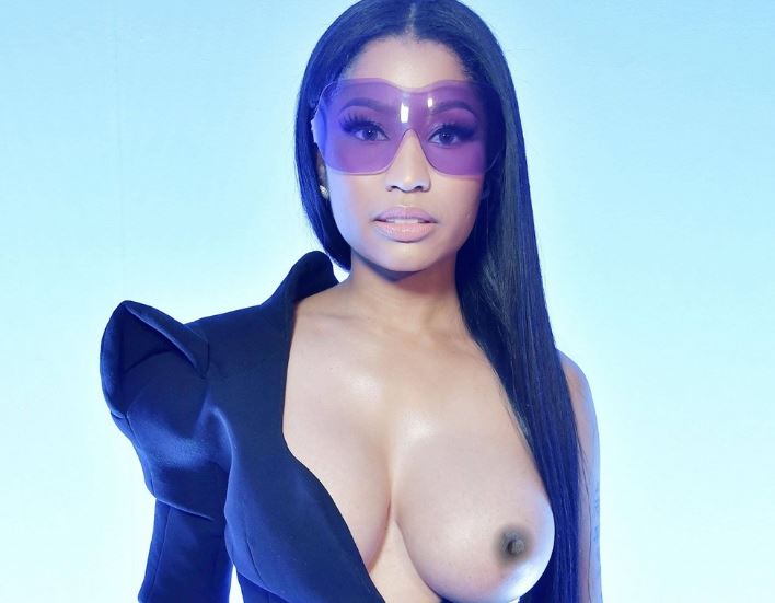 Nicki Minaj shows off one boob #tit fully topless in new and sexy photoshoot (2017)