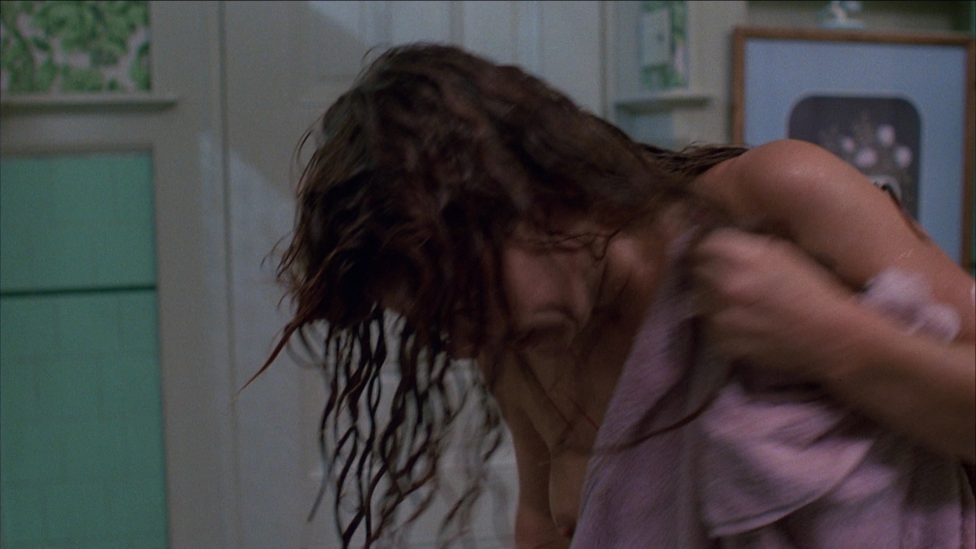 Tawny Kitaen (Witchboard) nipple and boob slip in the #shower