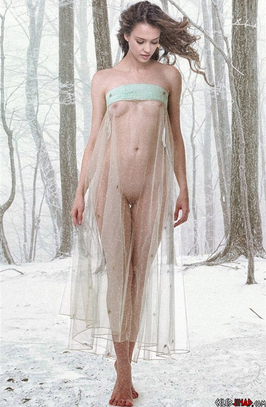 Winter celebrity nude photo shoot - Jessica Alba full naked