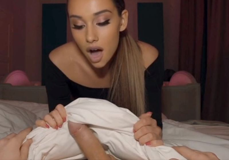Ariana Grande teases and pleases as she gives a horny blowjob and handjob - celeb sex tape