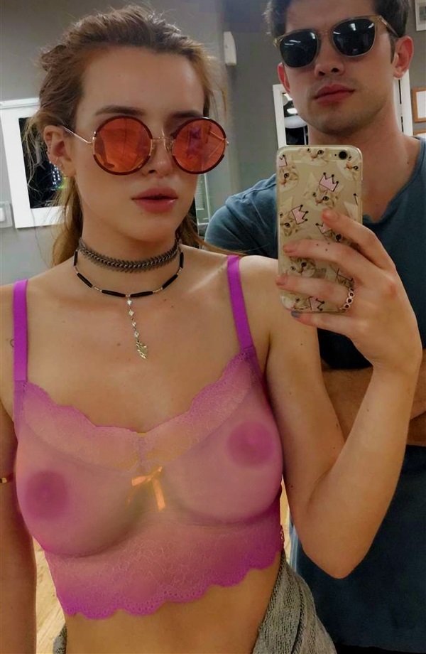 Bella Thorne see through shirt! Sexy boobies!