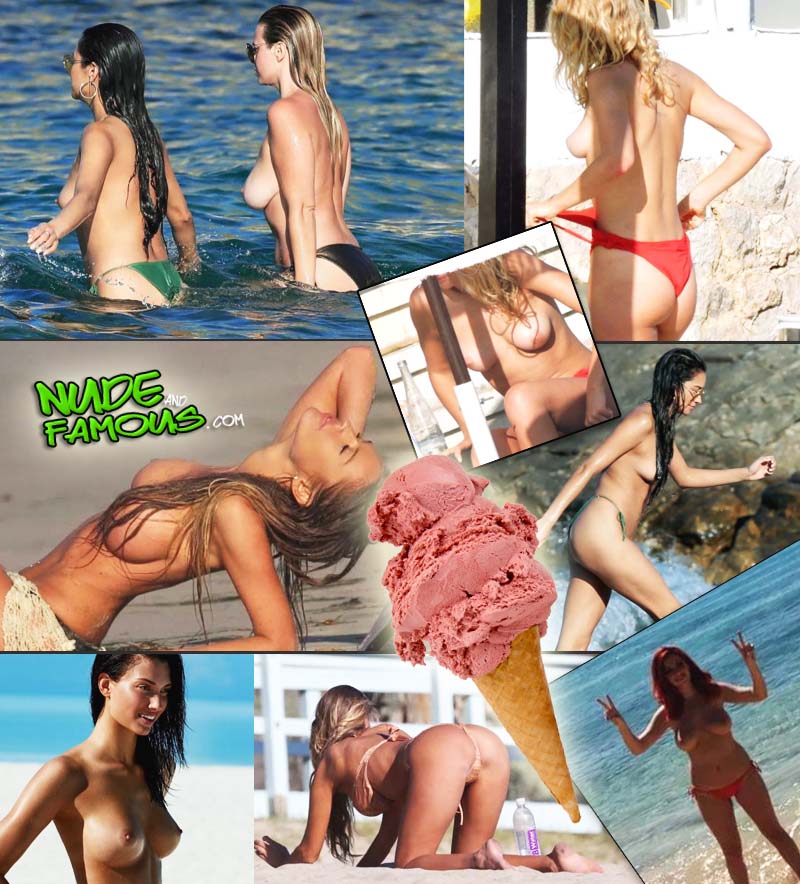 Charlie Riina, Toni Garrn, Shay Mitchell and more exposed celebrity boobs topless at the beach