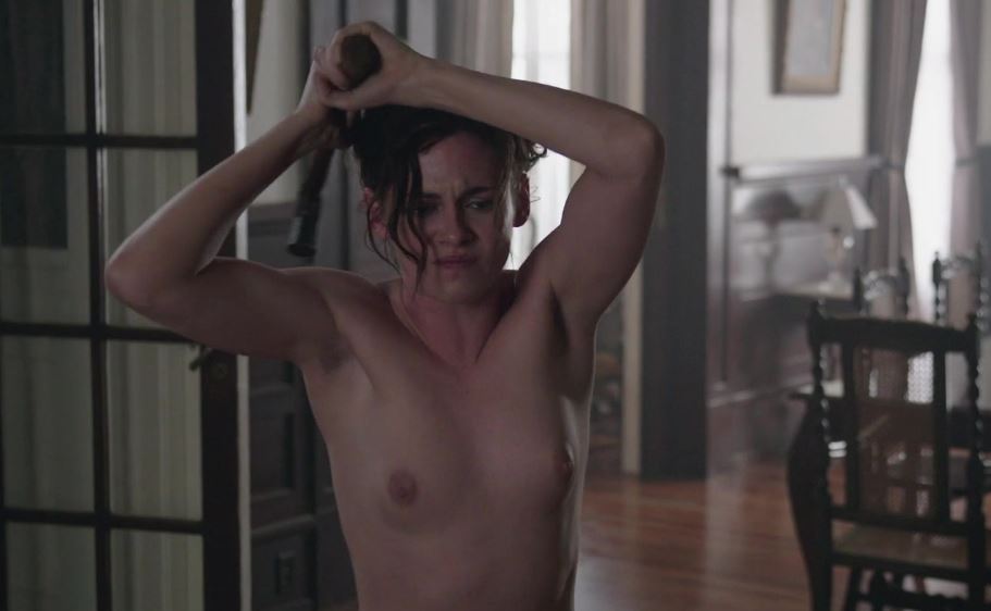 Hot actress Kristen Stewart topless small tits on the movie Lizzie