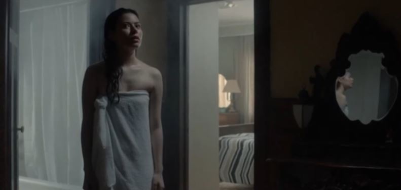 Miranda Cosgrove just out of shower only wearing a towel